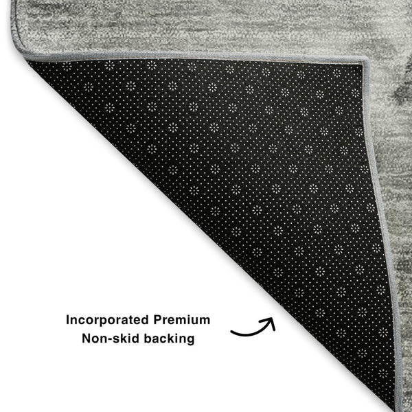 HomeRoots 8' X 10' Gray and Ivory Abstract Area Rug - Washable, Stain Resistant, UV Protected for Modern Spaces 653492