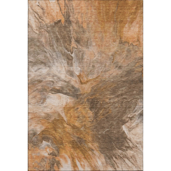 HomeRoots 9' X 12' Chili Red Ivory Copper Abstract Area Rug - Durable, Stain-Resistant, UV Protect Design Perfect for Homes 653499