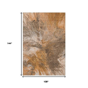 HomeRoots 9' X 12' Chili Red Ivory Copper Abstract Area Rug - Durable, Stain-Resistant, UV Protect Design Perfect for Homes 653499