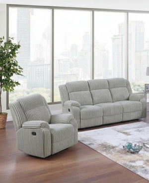 English Elm Contemporary Corduroy Reclining Sofa Set with Plush Pillow Arms for Living Rooms B011S02401