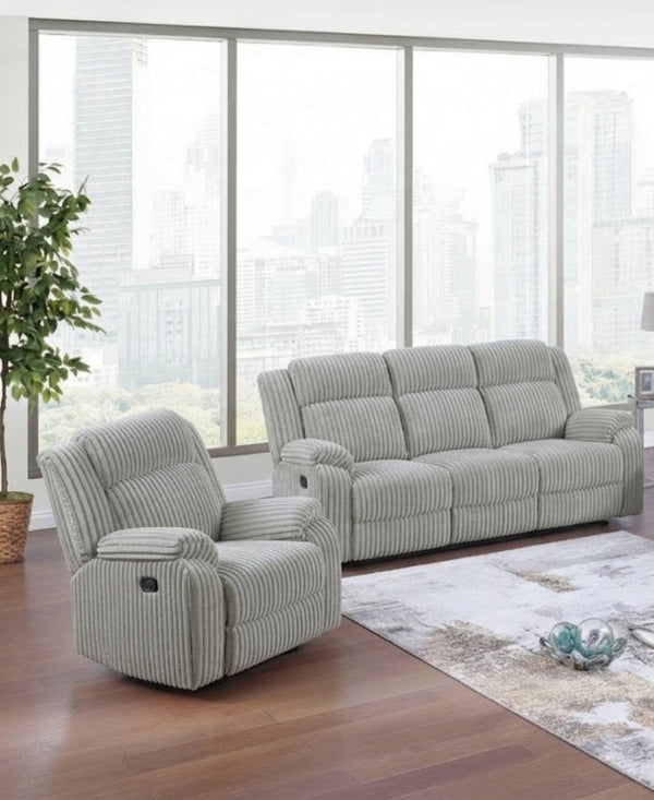 English Elm Contemporary Corduroy Reclining Sofa Set with Plush Pillow Arms for Living Rooms B011S02401