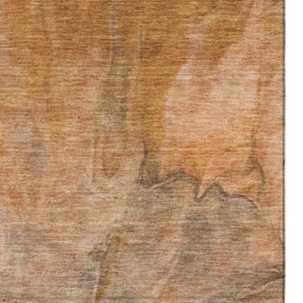 HomeRoots 10' X 14' Chili Red Ivory Copper Abstract Washable Area Rug - Durable, UV-Protected, Family-Friendly! 653500