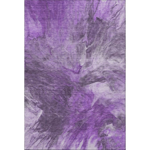 HomeRoots 5' X 8' Washable Purple Ivory Gray Area Rug - Modern Abstract Design with UV Protection & Durability 653502