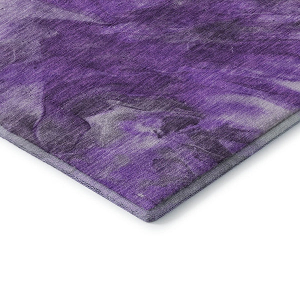 HomeRoots 8' Modern Purple Ivory Gray Abstract Round Rug - Washable, UV-Protected, Durable & Stylish Addition! 653503