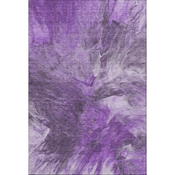HomeRoots 9' X 12' Washable Abstract Area Rug in Purple, Ivory & Gray - Stain-Resistant, UV Protected & Durable 653505