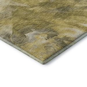 HomeRoots 8' Taupe Ivory Gold Abstract Round Rug - Durable, Washable, UV Protected for Busy Homes & Style 653509