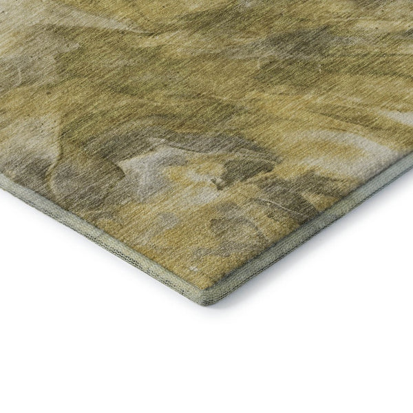 HomeRoots 8' Taupe Ivory Gold Abstract Round Rug - Durable, Washable, UV Protected for Busy Homes & Style 653509