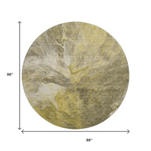 HomeRoots 8' Taupe Ivory Gold Abstract Round Rug - Durable, Washable, UV Protected for Busy Homes & Style 653509