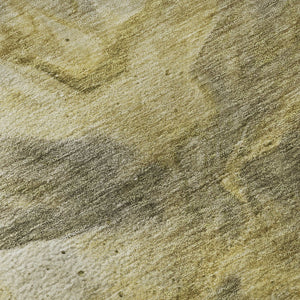 HomeRoots 9' X 12' Stylish Taupe Ivory and Gold Abstract Area Rug - Washable, UV Protected & Stain Resistant 653511