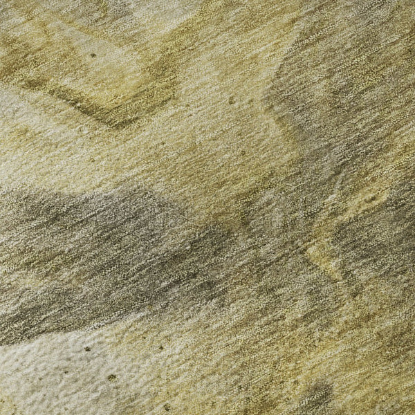 HomeRoots 9' X 12' Stylish Taupe Ivory and Gold Abstract Area Rug - Washable, UV Protected & Stain Resistant 653511