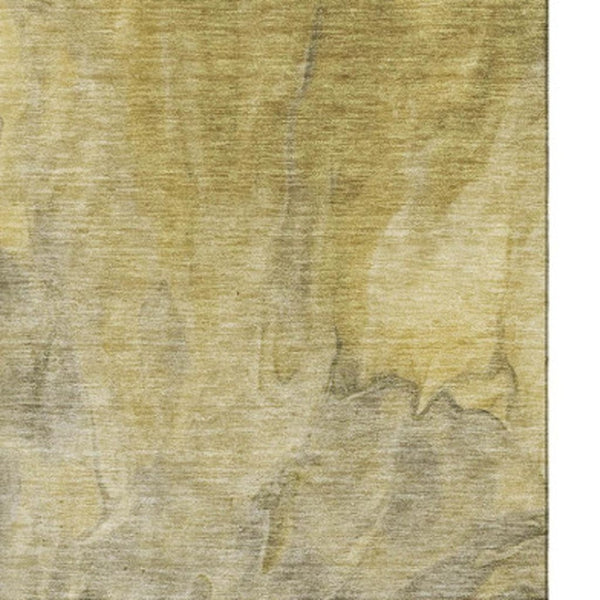 HomeRoots 10' Taupe Ivory Gold Abstract Area Rug - Washable, UV Protected, Durable Design for Modern Living Spaces 653512