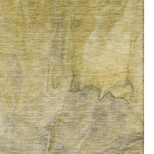 HomeRoots 10' Taupe Ivory Gold Abstract Area Rug - Washable, UV Protected, Durable Design for Modern Living Spaces 653512