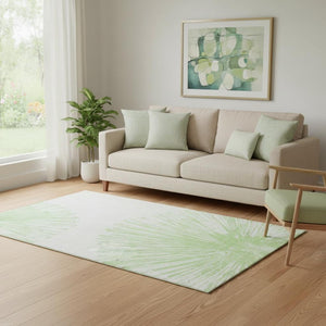 HomeRoots 5' X 8' Artichoke Green Abstract Area Rug - Washable, UV Protected, Stain Resistant for Modern Homes 653514