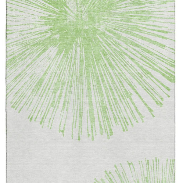 HomeRoots 5' X 8' Artichoke Green Abstract Area Rug - Washable, UV Protected, Stain Resistant for Modern Homes 653514