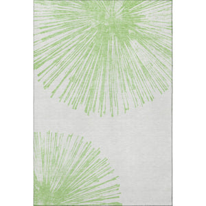 HomeRoots 5' X 8' Artichoke Green Abstract Area Rug - Washable, UV Protected, Stain Resistant for Modern Homes 653514