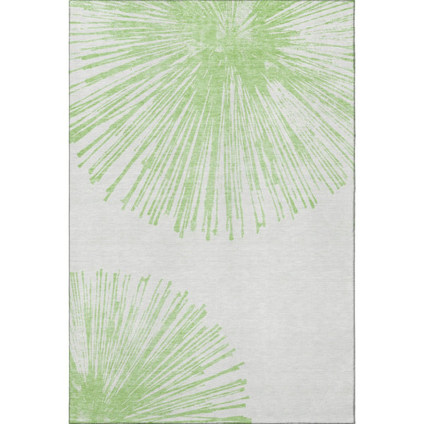 HomeRoots 5' X 8' Artichoke Green Abstract Area Rug - Washable, UV Protected, Stain Resistant for Modern Homes 653514