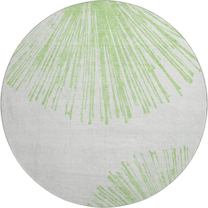HomeRoots 8' Washable Round Rug in Artichoke Green & Ivory - UV Protected, Stain-Resistant, Modern Abstract Design 653515