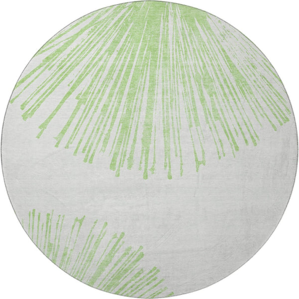 HomeRoots 8' Washable Round Rug in Artichoke Green & Ivory - UV Protected, Stain-Resistant, Modern Abstract Design 653515