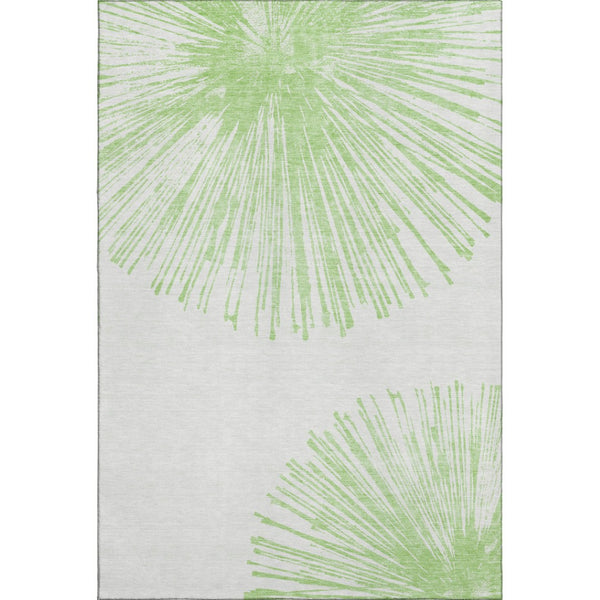 HomeRoots 8' X 10' Artichoke Green Abstract Washable Area Rug with UV Protection for Stylish High-Traffic Spaces 653516