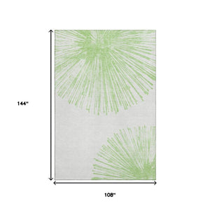 HomeRoots 9' X 12' Artichoke Green & Ivory Abstract Area Rug - Washable, Stain-Resistant, UV Protected Design 653517