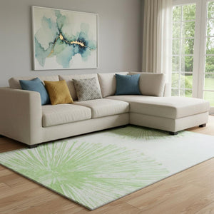 HomeRoots 9' X 12' Artichoke Green & Ivory Abstract Area Rug - Washable, Stain-Resistant, UV Protected Design 653517