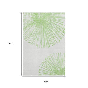 HomeRoots 10' Artichoke Green & Ivory Abstract Washable Area Rug - UV Protected, Durable & Stylish for Homes 653518