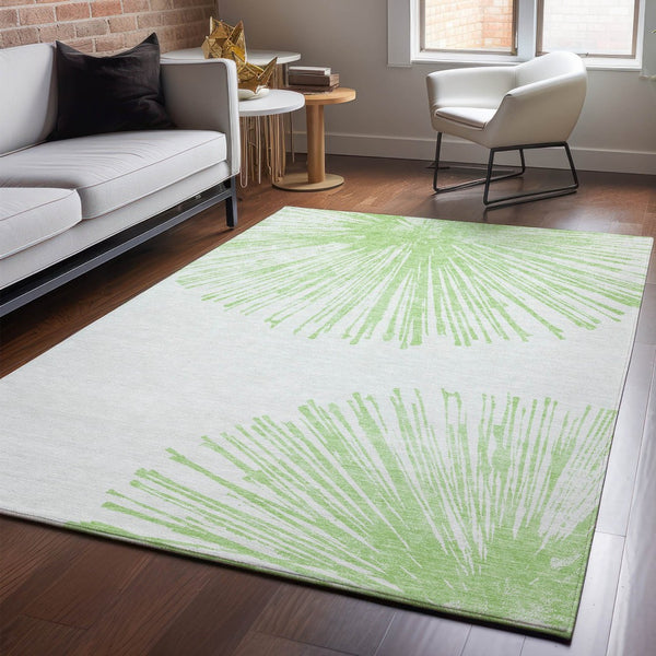 HomeRoots 10' Artichoke Green & Ivory Abstract Washable Area Rug - UV Protected, Durable & Stylish for Homes 653518