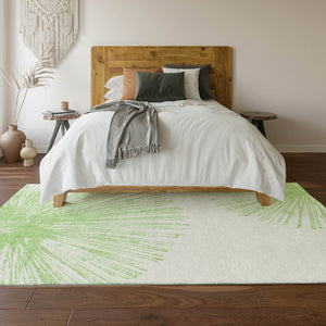 HomeRoots 10' Artichoke Green & Ivory Abstract Washable Area Rug - UV Protected, Durable & Stylish for Homes 653518