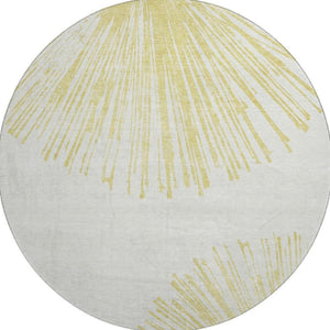 HomeRoots 8' Washable Beige and Ivory Abstract Round Rug with UV Protection for Durable Style and Comfort 653521
