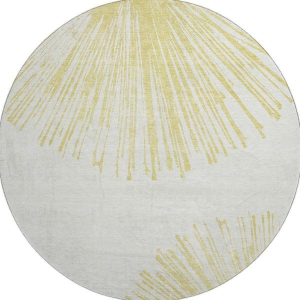 HomeRoots 8' Washable Beige and Ivory Abstract Round Rug with UV Protection for Durable Style and Comfort 653521