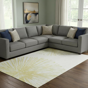HomeRoots 8' X 10' Washable Beige and Ivory Abstract Area Rug with UV Protection for Stylish, Durable Living Spaces 653522
