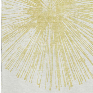HomeRoots 9' X 12' Beige and Ivory Abstract Washable Area Rug - Durable, UV Protected, Perfect for Homes with Pets 653523