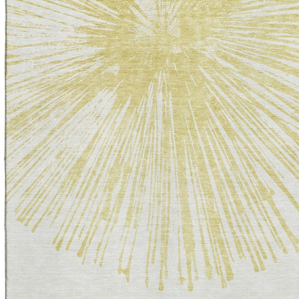 HomeRoots 9' X 12' Beige and Ivory Abstract Washable Area Rug - Durable, UV Protected, Perfect for Homes with Pets 653523