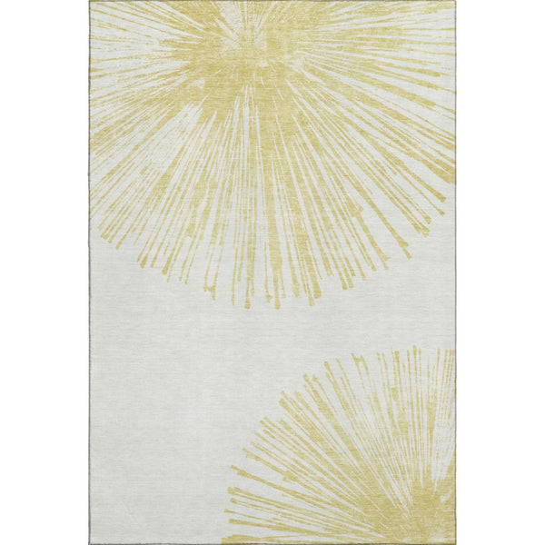 HomeRoots 9' X 12' Beige and Ivory Abstract Washable Area Rug - Durable, UV Protected, Perfect for Homes with Pets 653523