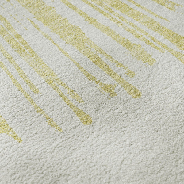 HomeRoots 9' X 12' Beige and Ivory Abstract Washable Area Rug - Durable, UV Protected, Perfect for Homes with Pets 653523