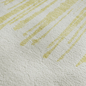 HomeRoots 9' X 12' Beige and Ivory Abstract Washable Area Rug - Durable, UV Protected, Perfect for Homes with Pets 653523