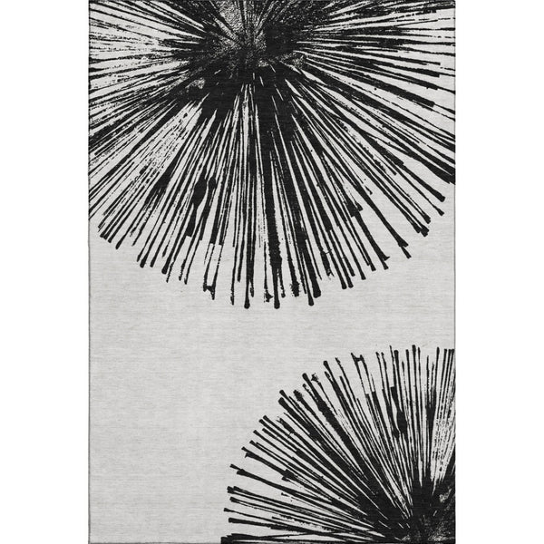 HomeRoots 10' X 14' Black And Ivory Abstract Area Rug - Stylish, Washable, UV-Protected for Busy Homes! 653530