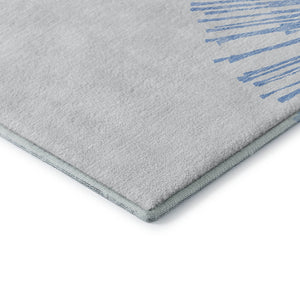 HomeRoots 5' X 8' Denim Blue And Ivory Abstract Washable Area Rug - UV Protection & Stain-Resistant Design 653532