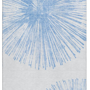 HomeRoots 8' X 10' Denim Blue Abstract Washable Area Rug - UV Protected, Stain-Resistant for Easy Care & Style 653534