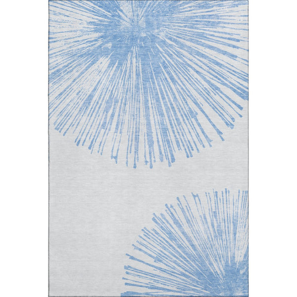 HomeRoots 8' X 10' Denim Blue Abstract Washable Area Rug - UV Protected, Stain-Resistant for Easy Care & Style 653534