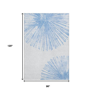 HomeRoots 8' X 10' Denim Blue Abstract Washable Area Rug - UV Protected, Stain-Resistant for Easy Care & Style 653534