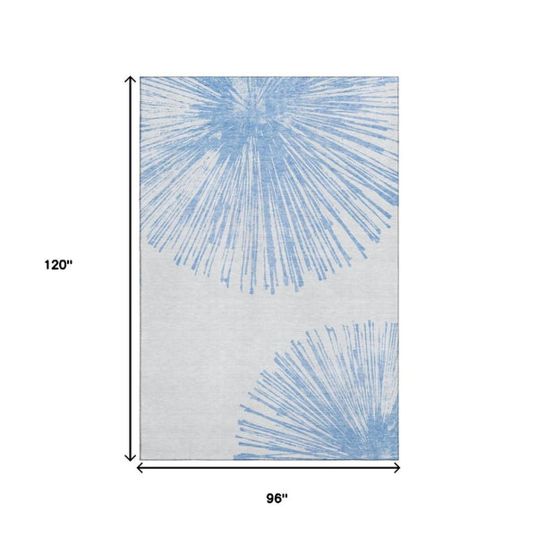 HomeRoots 8' X 10' Denim Blue Abstract Washable Area Rug - UV Protected, Stain-Resistant for Easy Care & Style 653534
