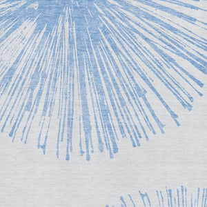 HomeRoots 9' X 12' Denim Blue and Ivory Abstract Area Rug – Washable, UV Protected, Ideal for High-Traffic Spaces 653535