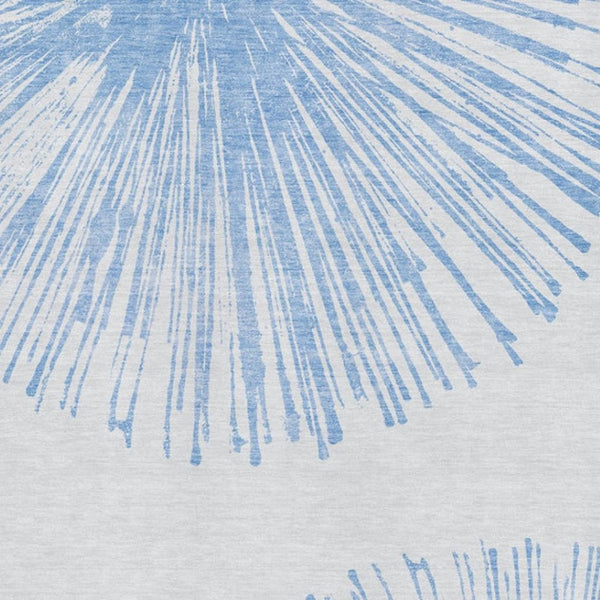 HomeRoots 9' X 12' Denim Blue and Ivory Abstract Area Rug – Washable, UV Protected, Ideal for High-Traffic Spaces 653535