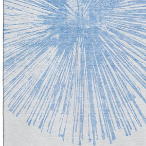 HomeRoots 10' X 14' Denim Blue Abstract Area Rug - Washable, UV Protected, Stylish & Durable for High-Traffic Spaces 653536