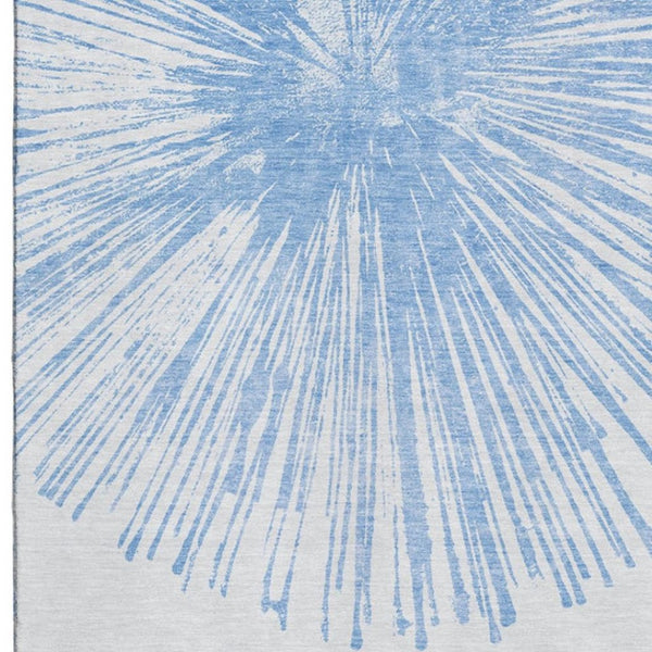 HomeRoots 10' X 14' Denim Blue Abstract Area Rug - Washable, UV Protected, Stylish & Durable for High-Traffic Spaces 653536