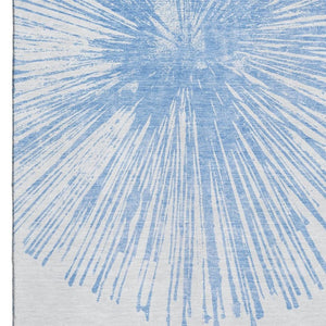 HomeRoots 10' X 14' Denim Blue Abstract Area Rug - Washable, UV Protected, Stylish & Durable for High-Traffic Spaces 653536