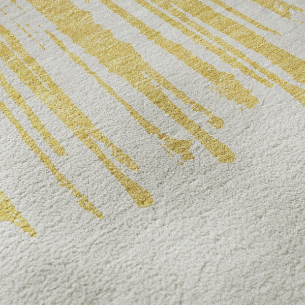 HomeRoots 5' X 8' Gold And Ivory Abstract Washable Area Rug With Stain Resistance & UV Protection For Home 653538