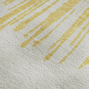 HomeRoots 5' X 8' Gold And Ivory Abstract Washable Area Rug With Stain Resistance & UV Protection For Home 653538