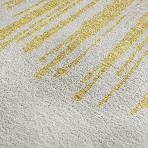 HomeRoots 5' X 8' Gold And Ivory Abstract Washable Area Rug With Stain Resistance & UV Protection For Home 653538